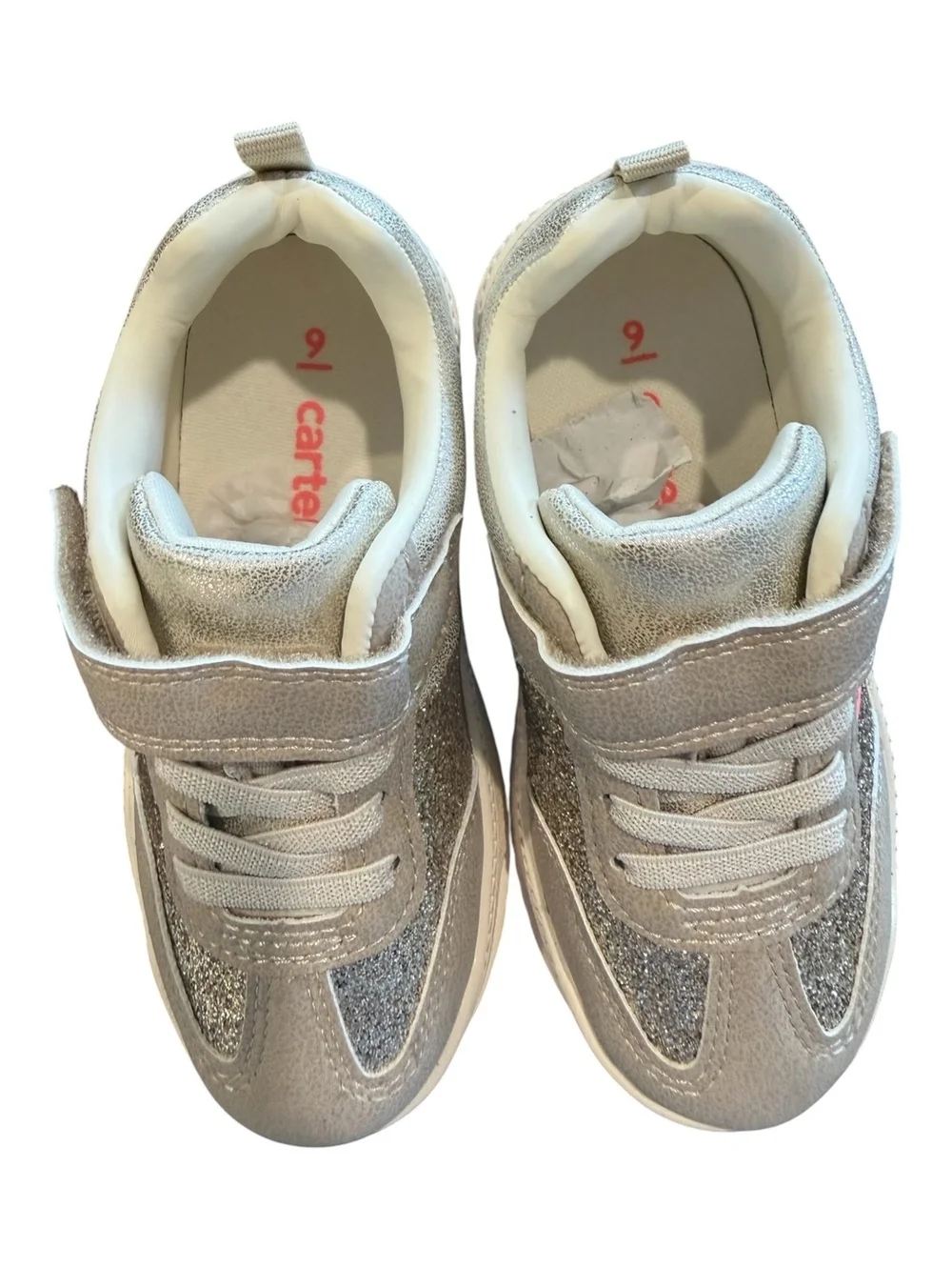 Carter's Girls' Glitter Pink and Gold Athletic Sneakers Size 9